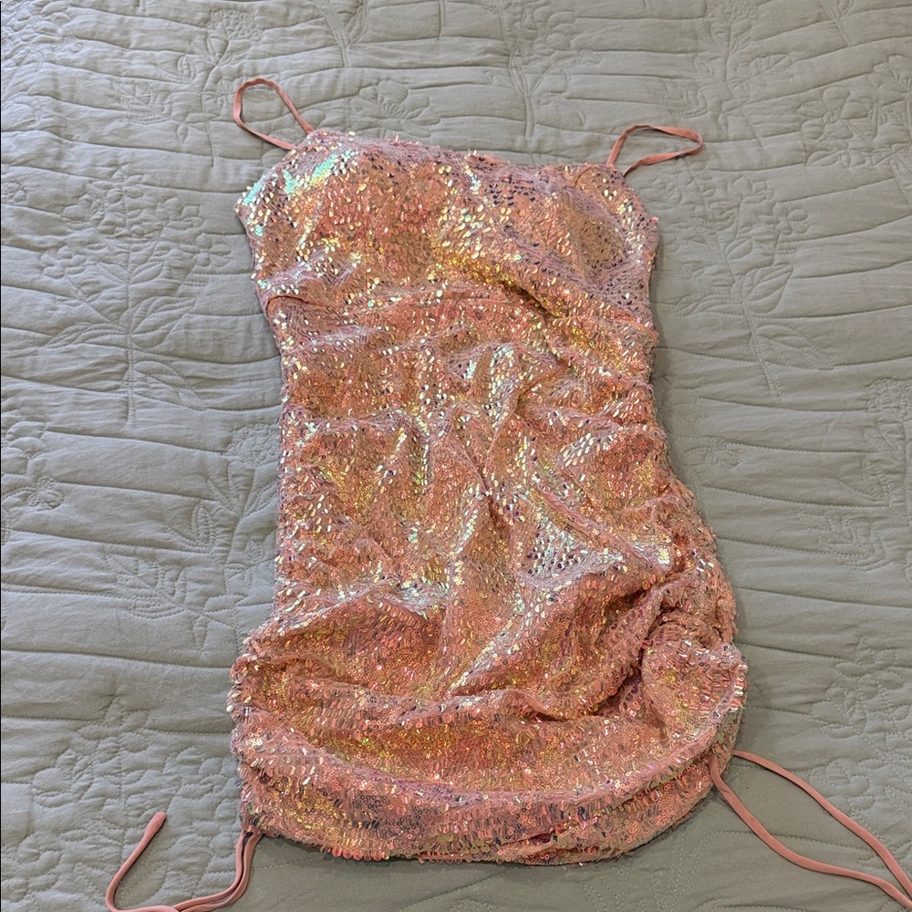 Glittering Pink Sequin Slip Dress